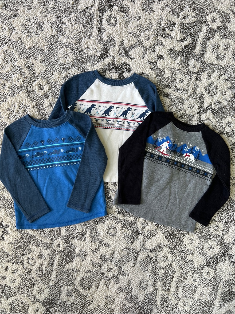 Kids Long-Sleeve Raglan Shirt - Blue & Gray Winter Prints
